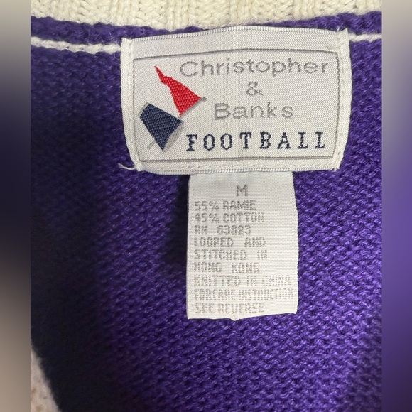 Christopher & Banks Purple and White Football Sweater Vest Vintage - Picture 3 of 4